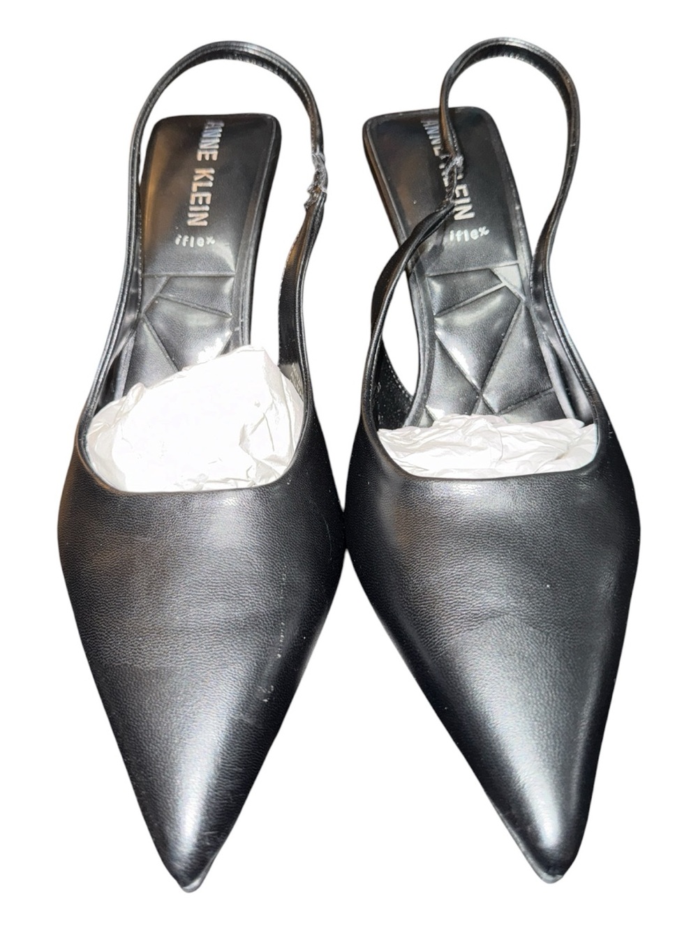 Anne Klein Akitzy Black Smooth Pointed Toe Slingback Pumps Size 10 NIB
